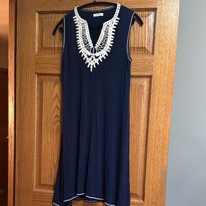 Max Studio cotton Navy Dress with White Detailing size S